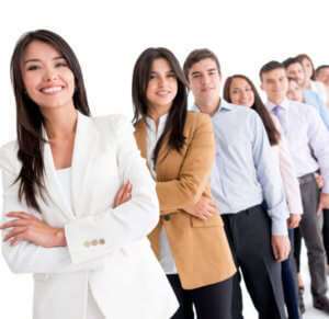 Successful group of business people - isolated over white