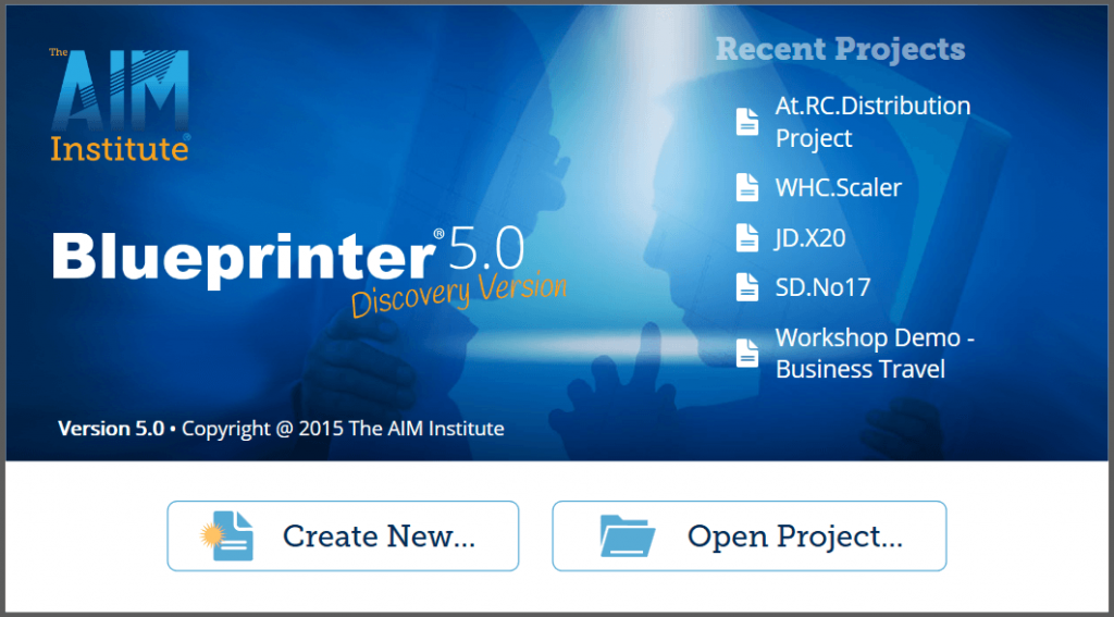 Open splash screen for New Product Blueprinting software