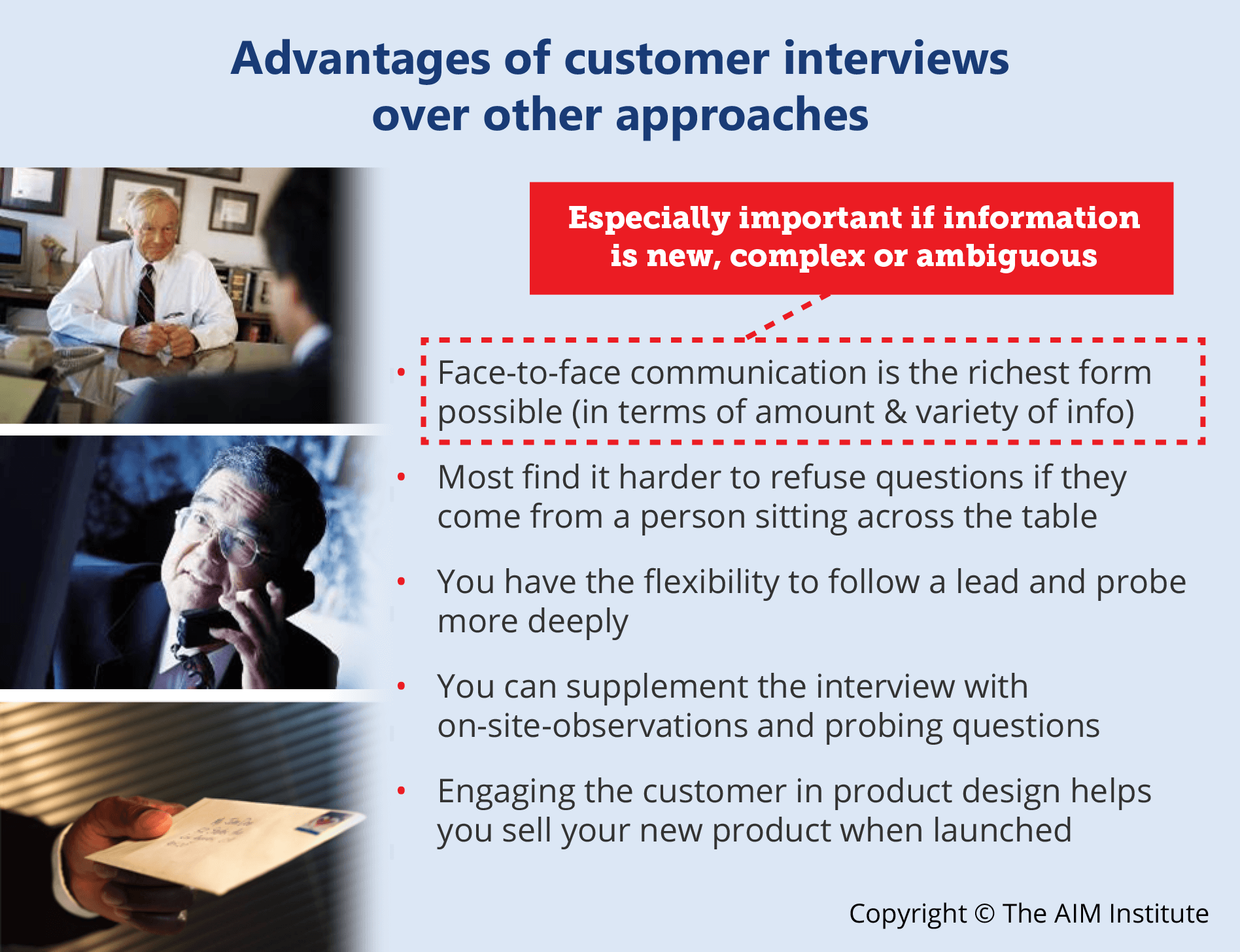 Voice of customer interview advantages