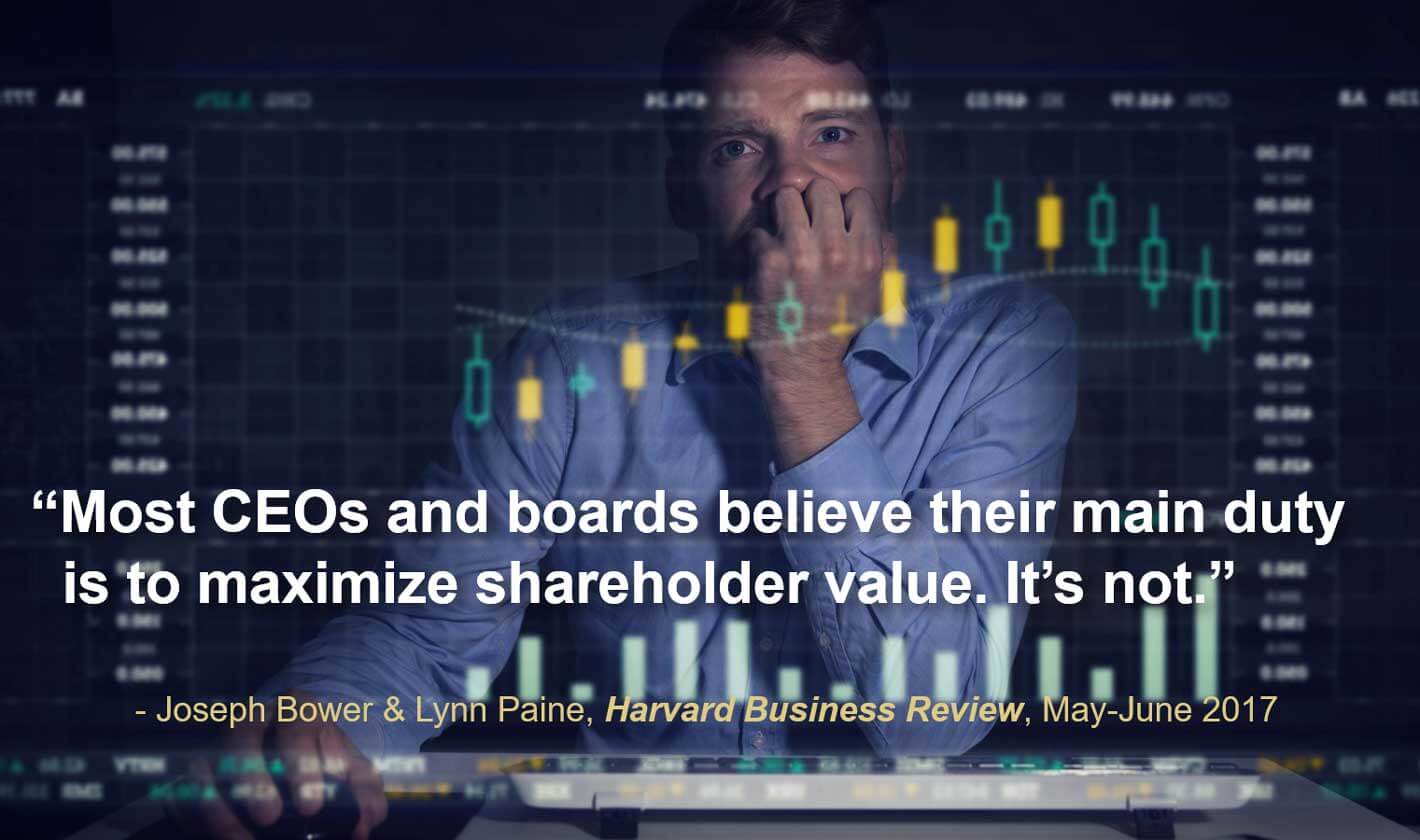 This Harvard Business Review article makes it clear that maximizing shareholder value is an outdated goal. Focus on long-term reliable growth instead.