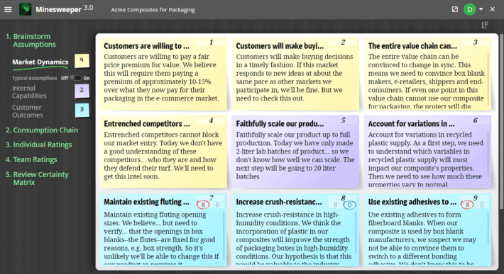 Generate project assumptions that must be true