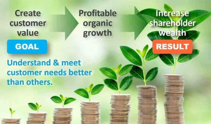 Forget maximizing shareholder wealth as your main goal. Your goal should be to understand and meet customer needs better than others.