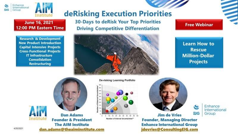 Free Webinar Jun 16, 2021: deRisking Execution Priorities