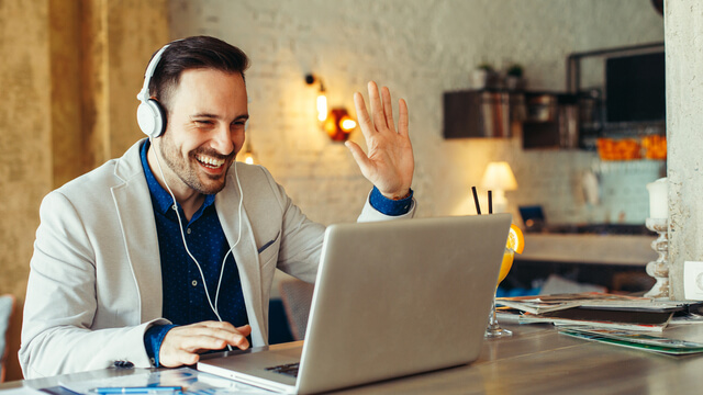 man conducts the voice of the customer interview over the web