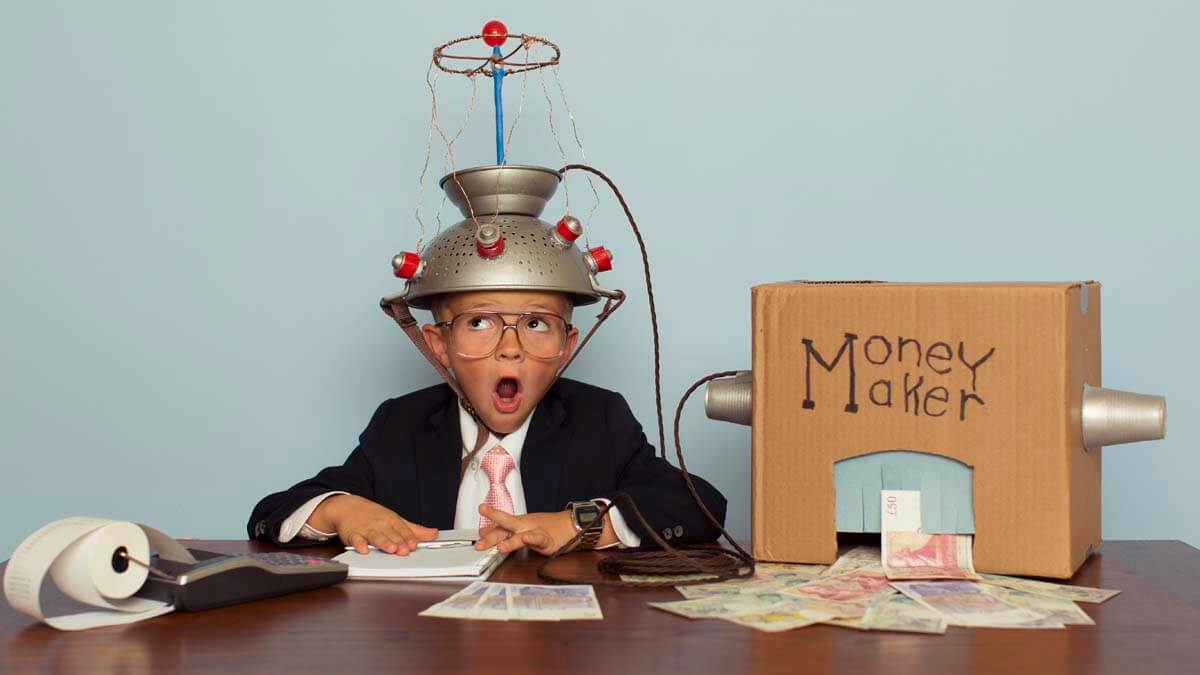 Surprised Boy Makes Money with Idea Helmet