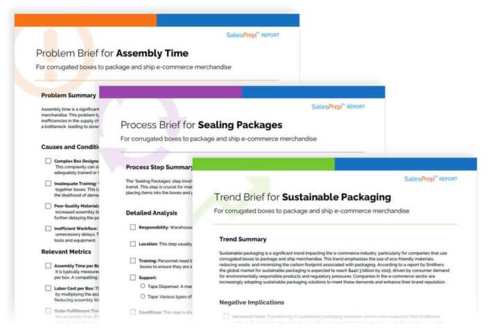 Preview of downloadable Problem, Process and Trend Briefs from SalesPrep