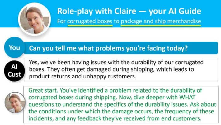 Example of role-play with Claire dialog